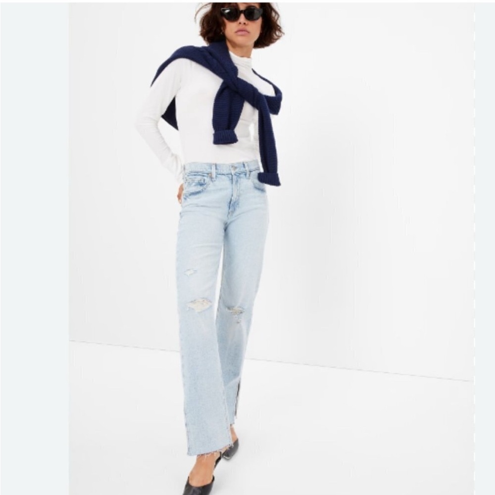 GAP ‘90s Loose Mid Rise Jeans Light Destroy Wash Size 25P